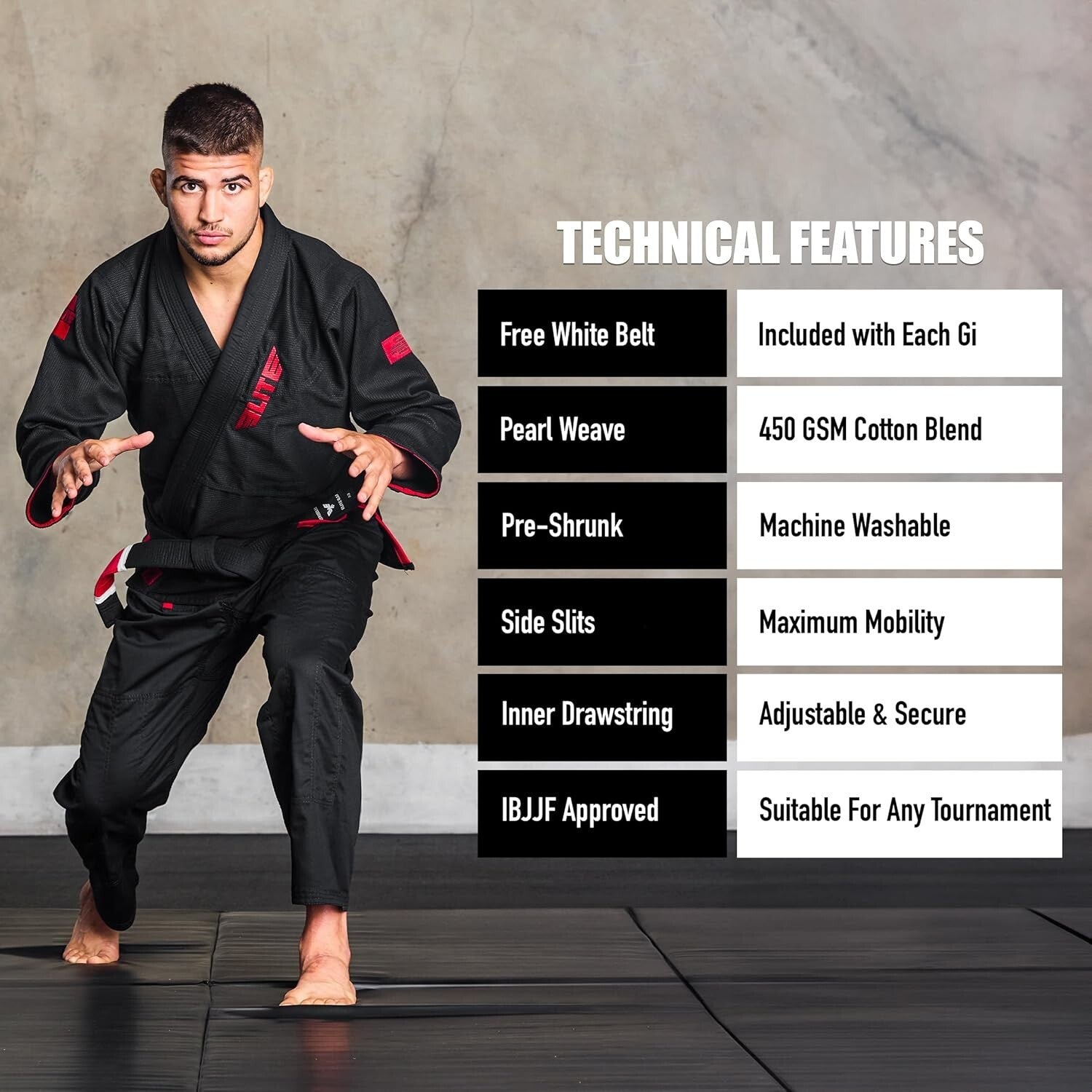 Durable IBJJF Jiu-Jitsu GI for Men - Sweat Dispersing Fabric & Stylish Design