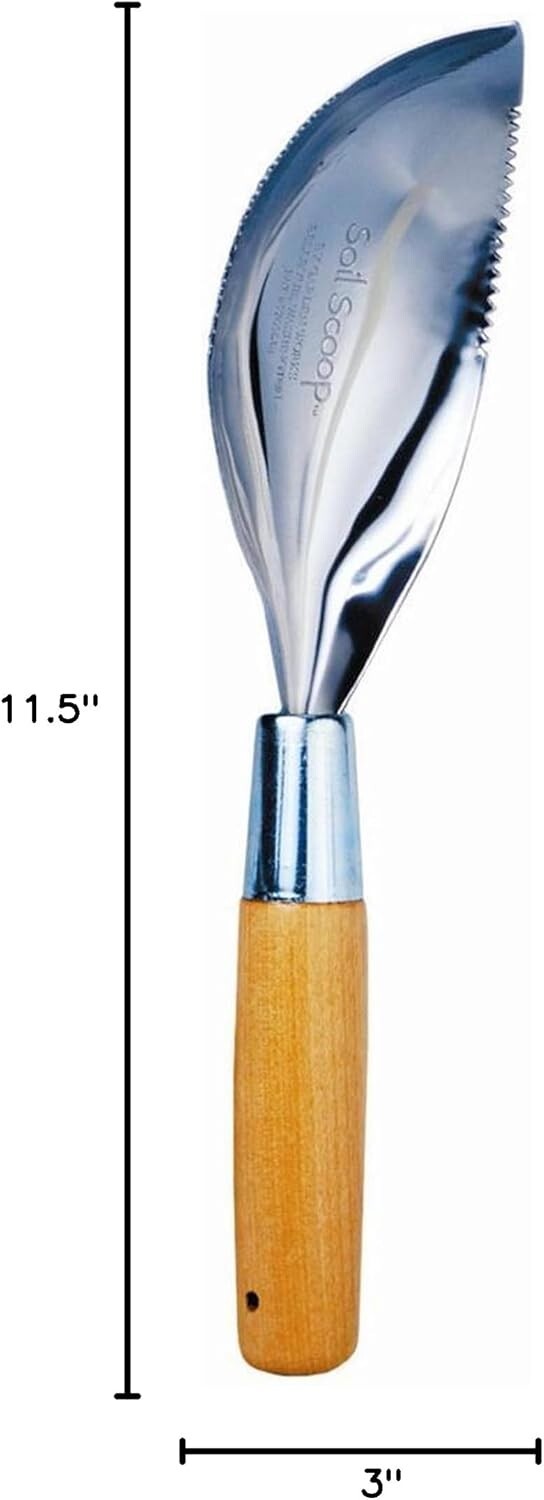Classic Eco-Friendly Soil Scoop - 18 Gauge Stainless Steel, Ergonomic Design