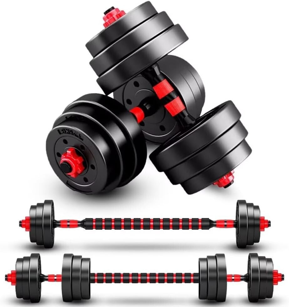 44 lbs Adjustable Dumbbells Set: Convert to Barbell for Versatile Home Training