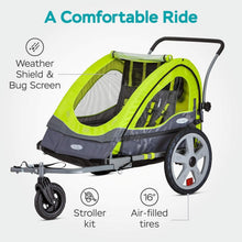 Load image into Gallery viewer, Versatile 2-Passenger Bike Trailer/Stroller with Weather Canopy &amp; Safety Harness
