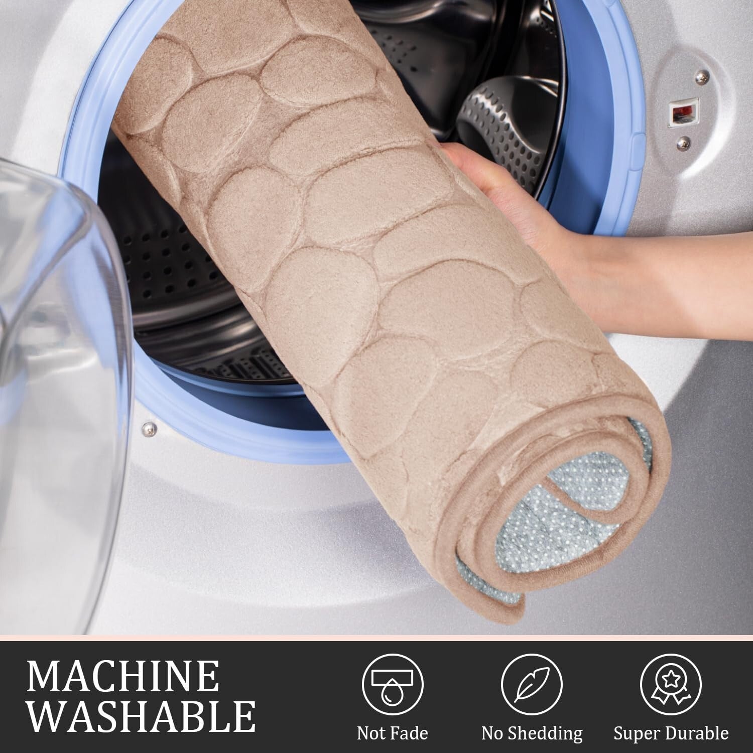 Luxurious Water-Absorbent Bath Rug Set - 5-Piece Memory Foam Khaki Collection