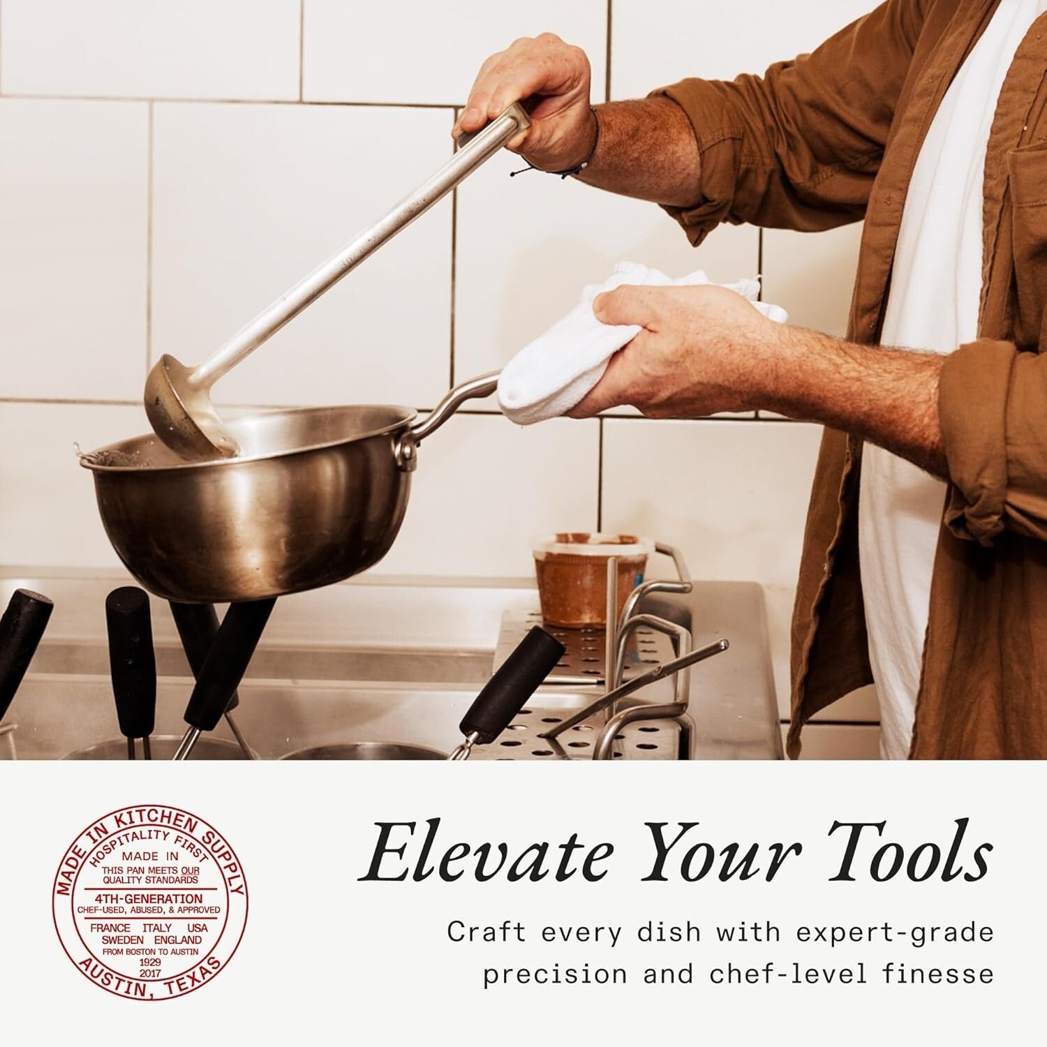 2 Quart Stainless Steel Saucier Pan - 5-Ply Professional Cookware, Made in Italy