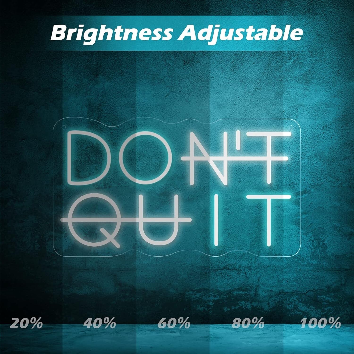 Blue & White LED Neon Sign - Landscape 'Don't Quit' Design for Stylish Homes