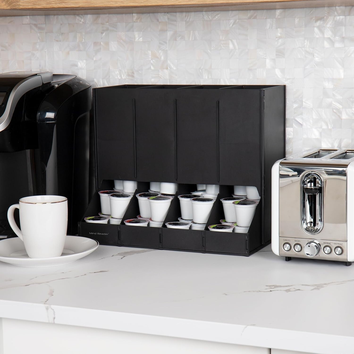 4-Compartment Coffee Pod Dispenser - Sleek 120-Pod Organizer for Breakrooms