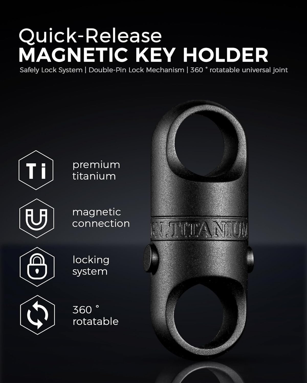 Effortless Key Management: Titanium Magnetic Key Holder with Quick Release Lock