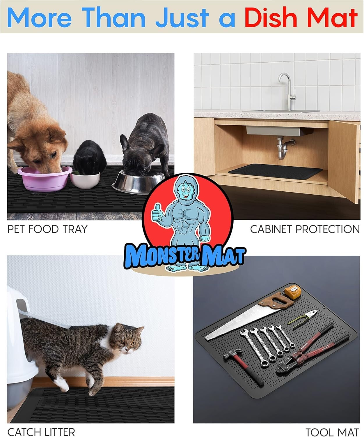 Extra Large 30" x 24" Silicone Dish Drying Mat - Heavy Duty Kitchen Protector