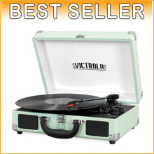 Load image into Gallery viewer, Upgraded Sound 3-Speed Suitcase Record Player with Bluetooth Speakers - Mint