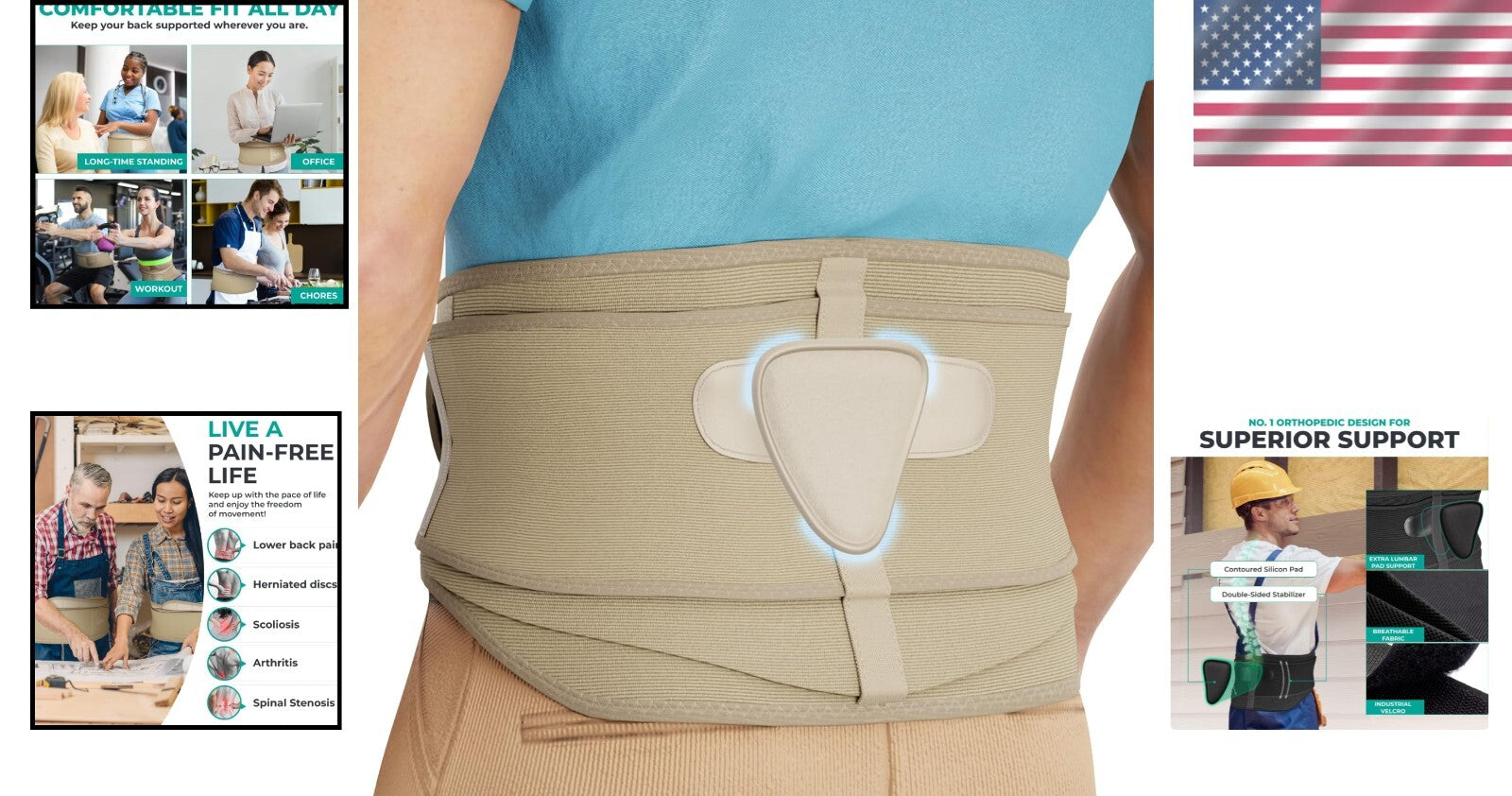 Adjustable Lower Back Support Belt for Men & Women – Posture and Pain Relief