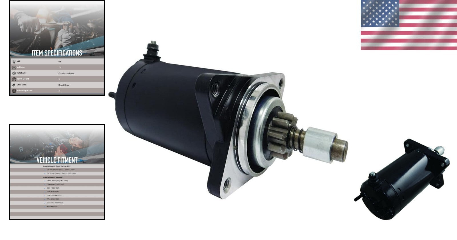 Durable Sea-Doo Starter Replacement: 12V, Fits Challenger SPX XP Series 96-99