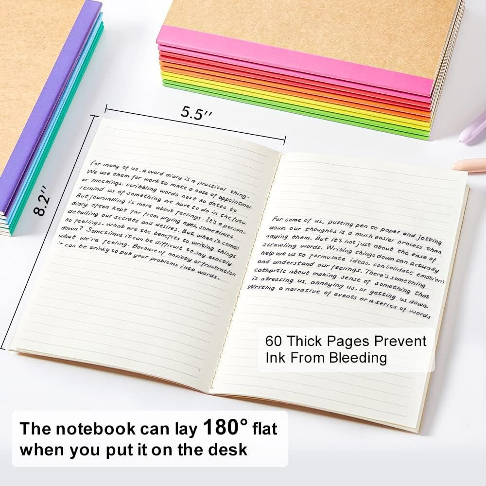Durable and Colorful 96-Pack Lined Notebooks - Ideal for Notes & Journaling