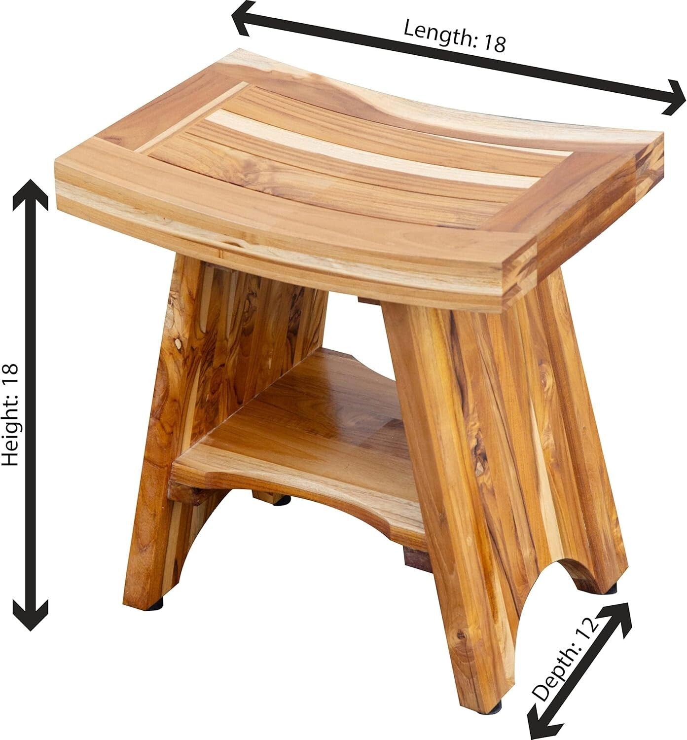 Premium Teak Shower Chair, 18-Inch Height - Durable, Stylish & Waterproof