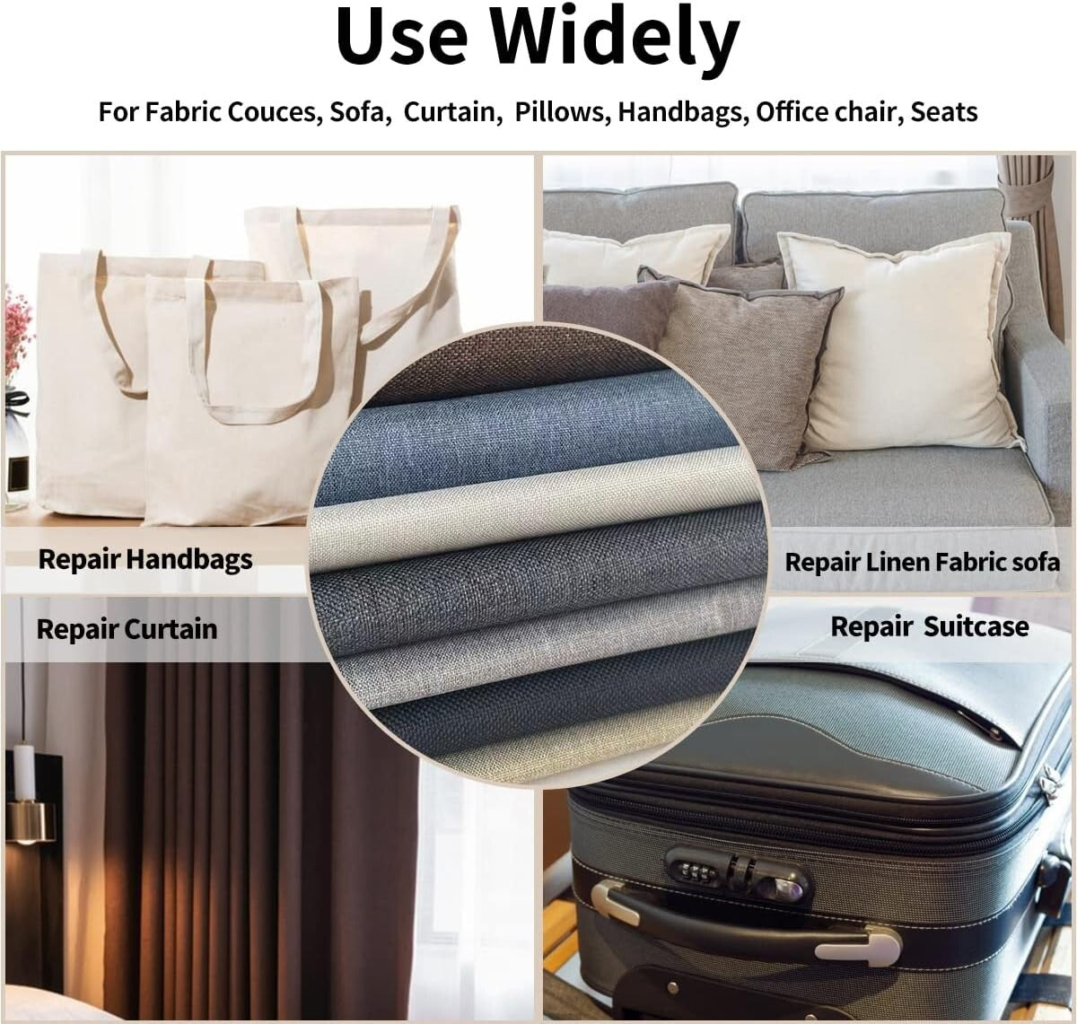 Durable Self-Adhesive Fabric Patches 17x158 In - Perfect for Furniture Repair