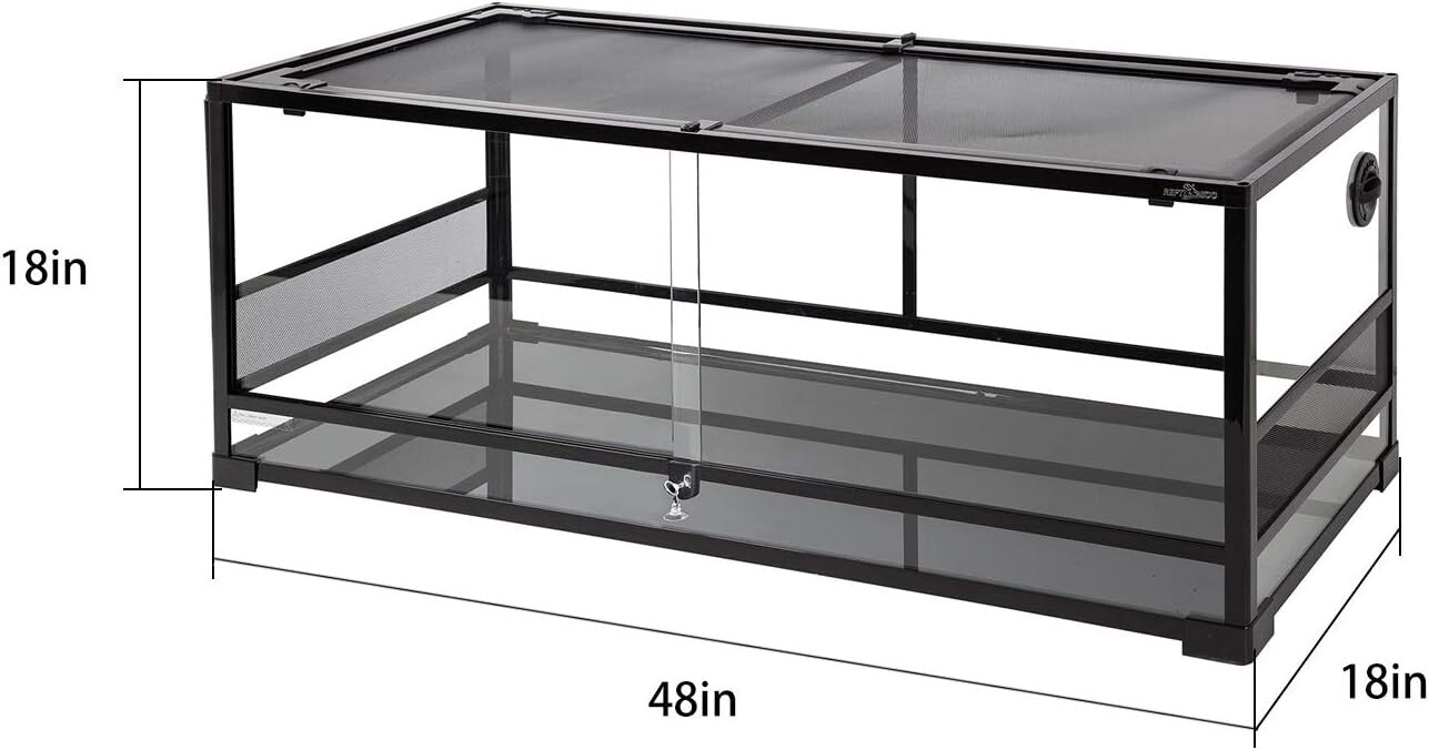67-Gallon Large Glass Reptile Terrarium with Sliding Doors & Screen Ventilation