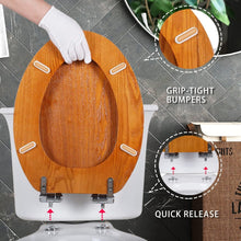 Load image into Gallery viewer, Quick-Release Elongated Toilet Seat in Eco-Friendly Wood - Elevate Your Bathroom