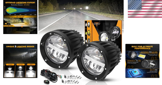 Efficient 100W Round LED Driving Lights - Adjustable Beam & Waterproof Design