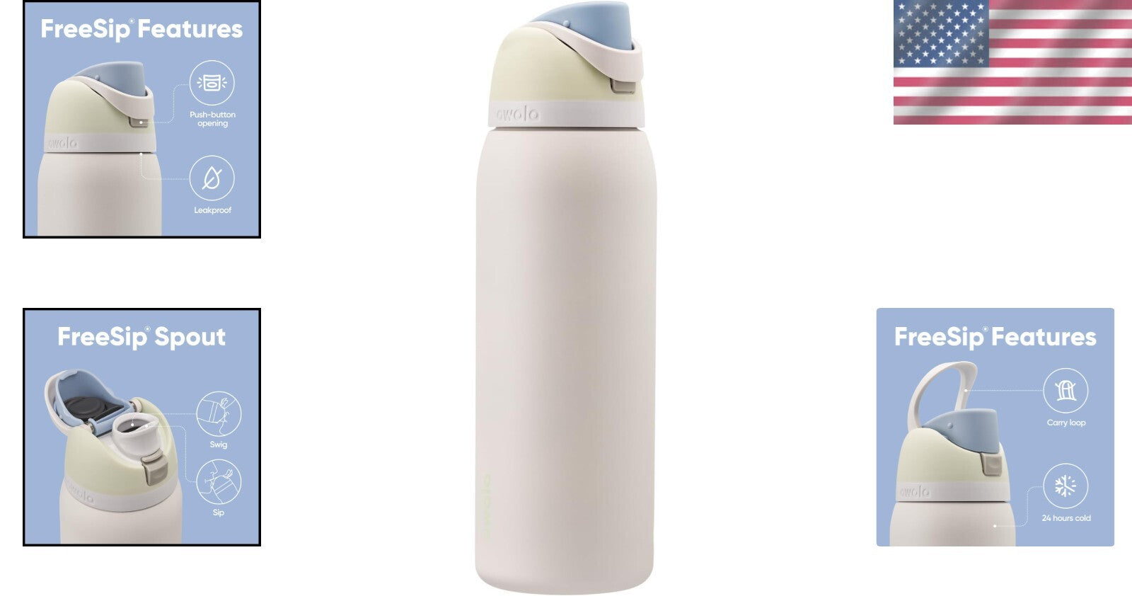 40 oz Insulated Stainless Steel Water Bottle with FreeSip Straw - Iced Breeze