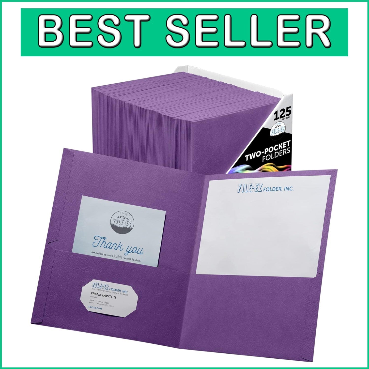 125-Pack Purple Textured Two-Pocket Folders for School and Office Organization