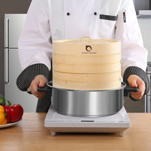 Load image into Gallery viewer, Authentic 10-Inch Bamboo Steamer with Lid - Perfect for Dumplings and Dim Sum