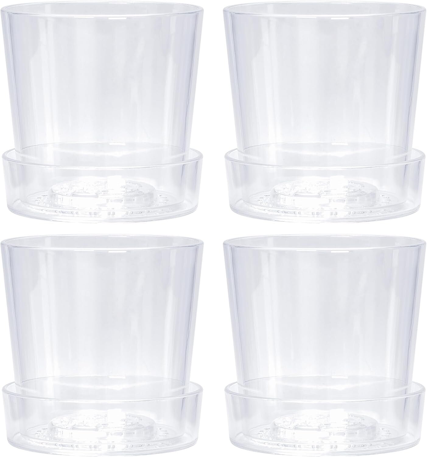 6.5 Inch Deep Saucer Acrylic Planters - Set of 4 with Drainage Holes for Orchids