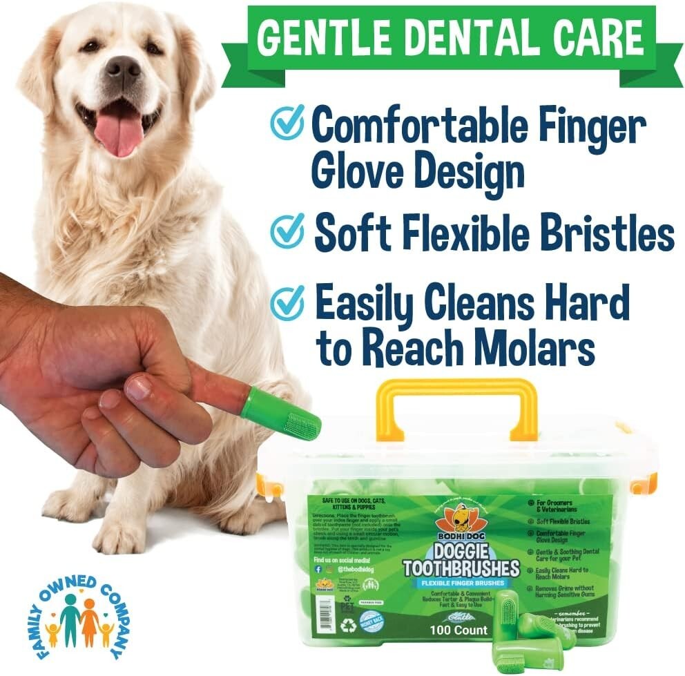 Pet Finger Toothbrush with Built-In Tongue Scraper - Clean Teeth & Fresh Breath