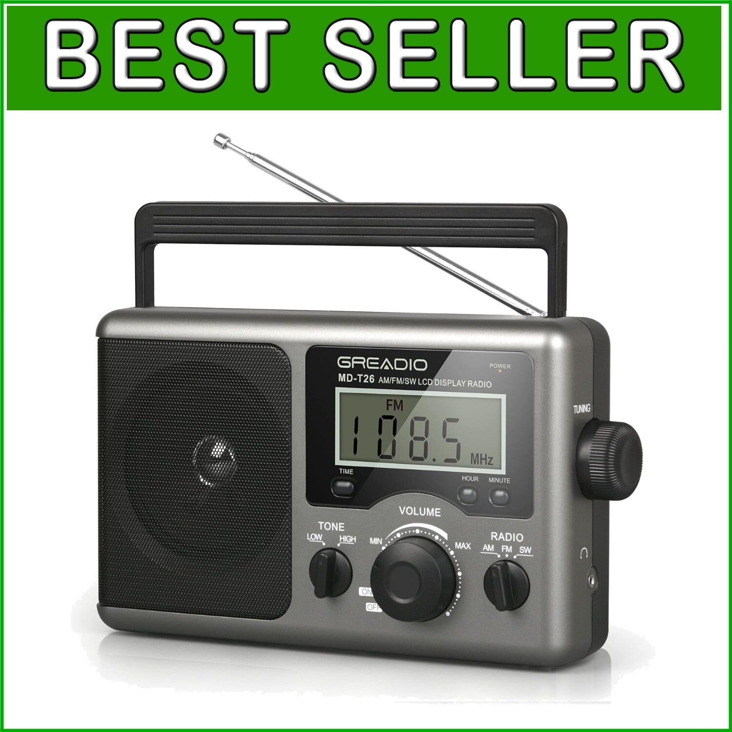 Easy-Use Portable Radio with AC/Battery Power – Great for Music and News Lovers