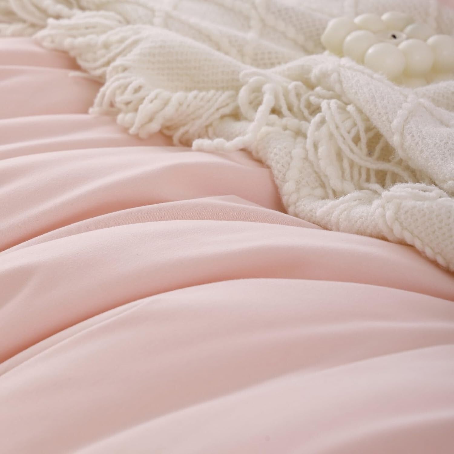 Elegant Blush Queen Comforter Set - 3pc Boho Soft Bedding for All Seasons