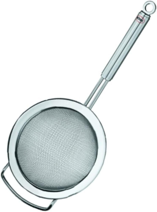 Ergonomic 6.3 In. Fine Mesh Kitchen Strainer - Stainless Steel & Space-Saving