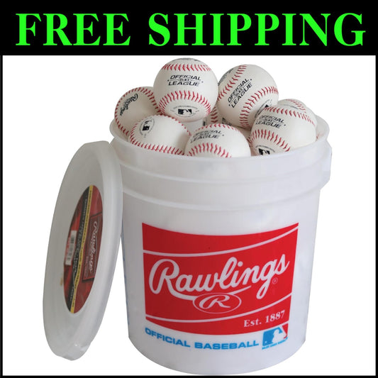 Youth Baseball Training Set - 24 Synthetic Leather Balls in MLB Logo Bucket