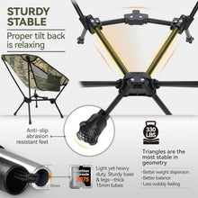 Load image into Gallery viewer, 330 lbs Capacity Lightweight Folding Chair for Camping, Fishing &amp; Outdoor Events