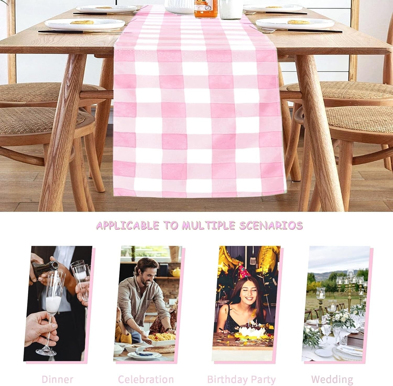 Buffalo Check Table Runners 12-Pack – 14" x 108" Gingham for Weddings & Dining