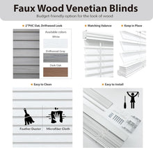 Load image into Gallery viewer, Versatile Cordless Faux Wood Blinds, 60" W x 64" H - Weather &amp; Privacy Control