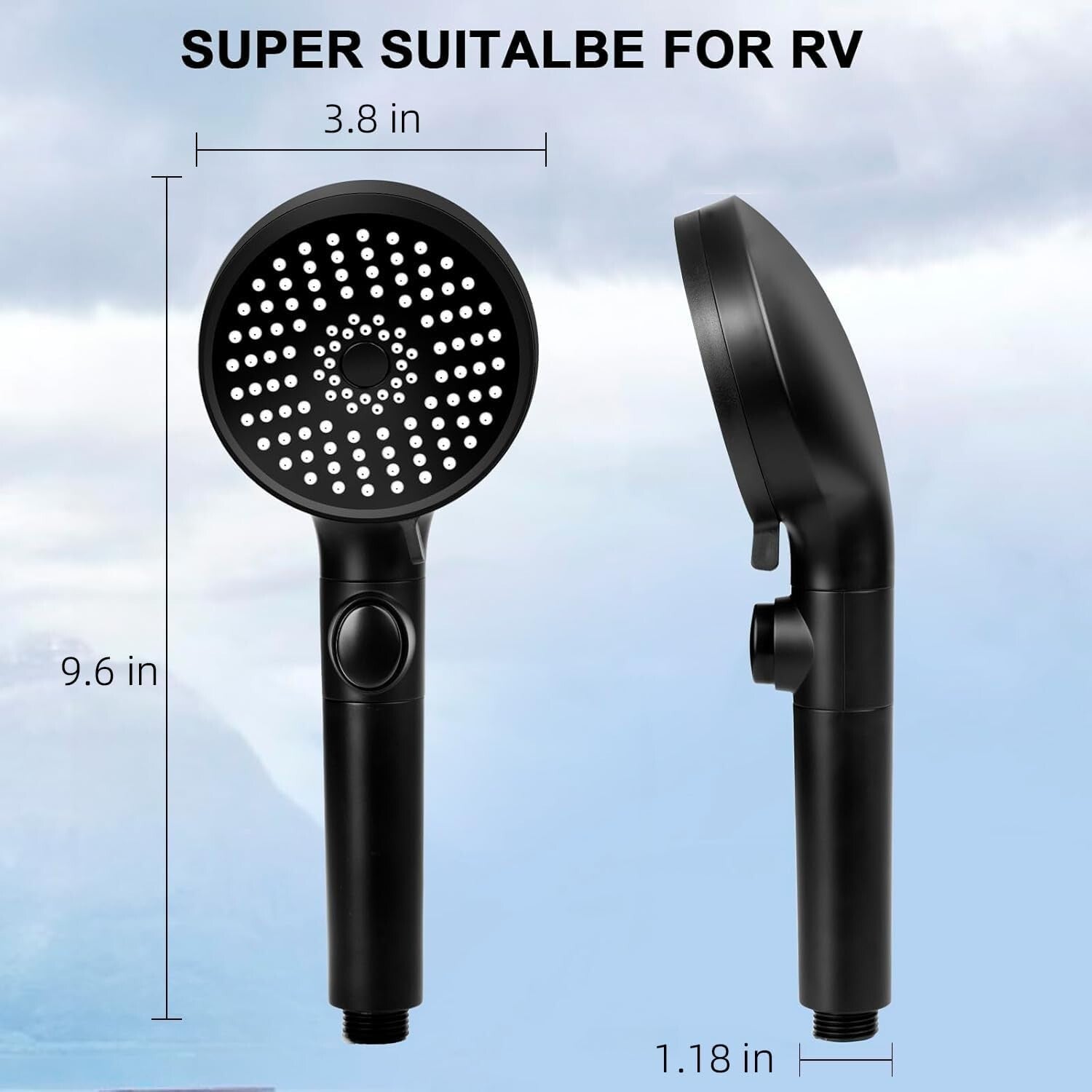 Comfort & Convenience: High-Pressure 5-Mode Shower Head for RVs with Hose Clamp