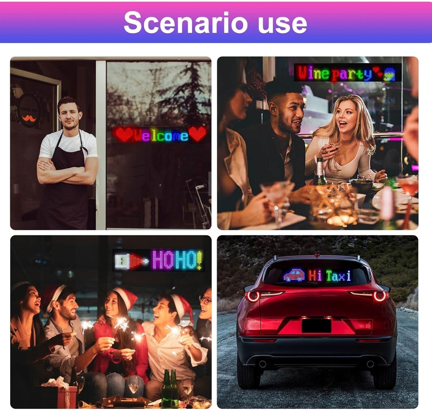 Dynamic LED Sign for Cars with Bluetooth – Waterproof, Flexible & Customizable