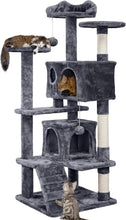 Load image into Gallery viewer, Durable 54-Inch Cat Tower with Plush Hideaways and Interactive Dangling Balls
