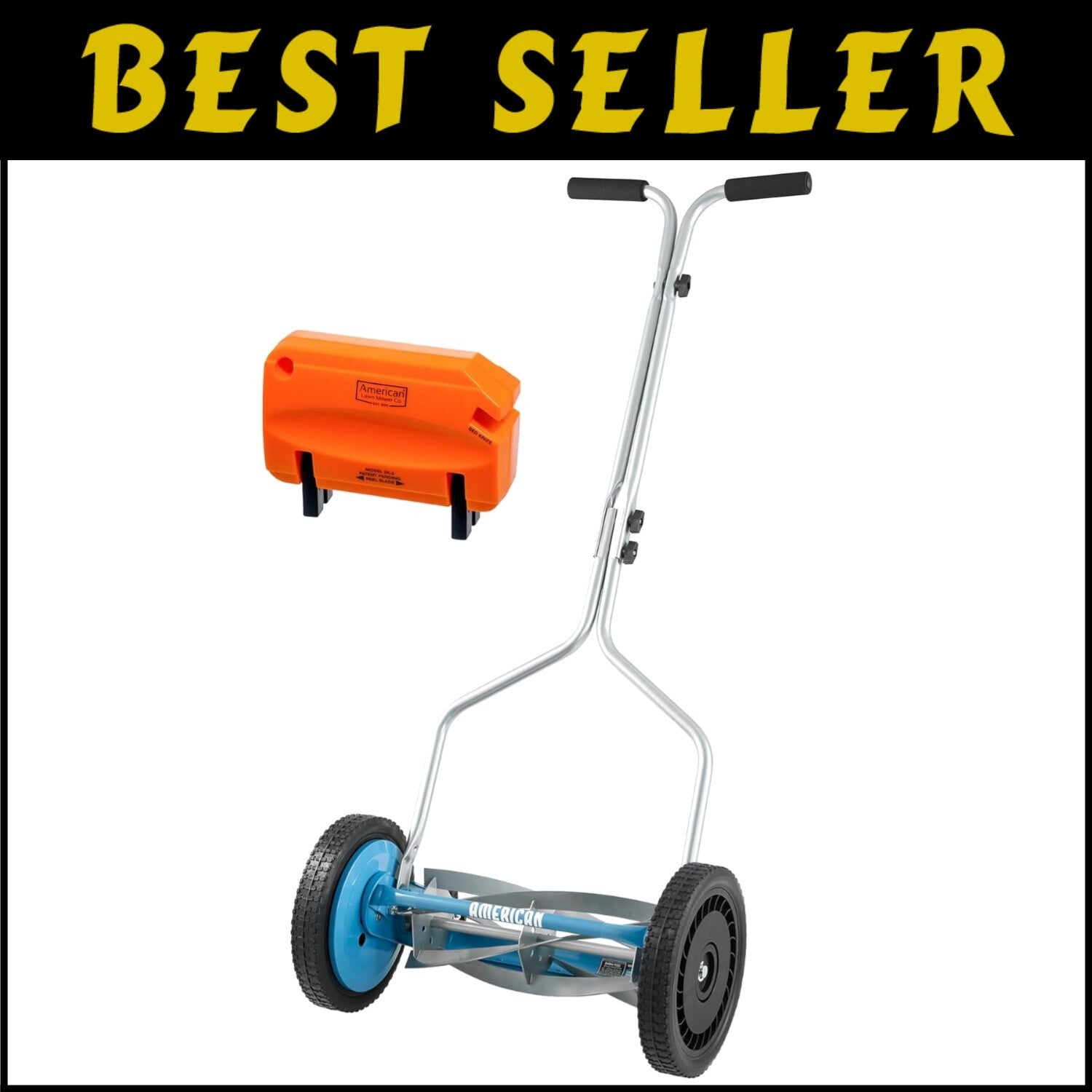 14-Inch 5-Blade Manual Push Reel Lawn Mower with Sharpener - Eco-Friendly Care