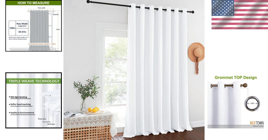 Elegant Extra Wide Blackout Curtain - Thermal Insulated Grommet Panel, 100"W ...