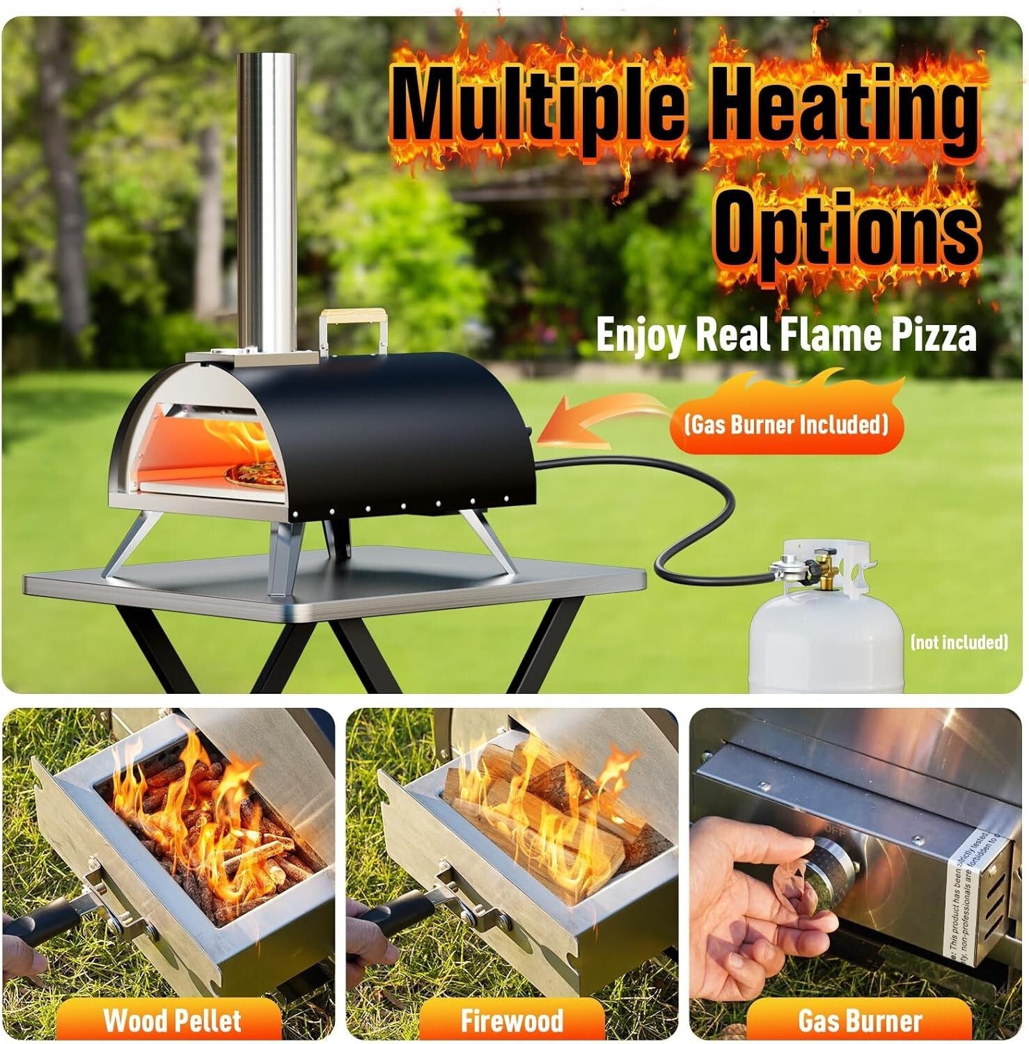 Quick-Cook Portable Pizza Oven - Wood & Gas Fired for Perfect Pizzas Every Time