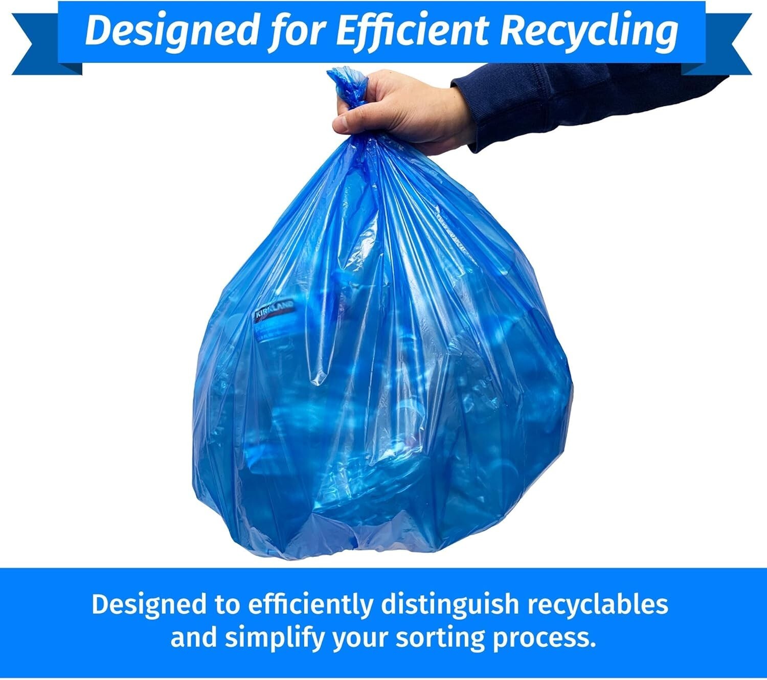 Durable 13 Gallon Blue Recycling Trash Bags | 300 Count - Leak Proof Design