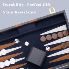Load image into Gallery viewer, Premium Leather Backgammon Set - Classic 15-Inch Portable Game in Navy