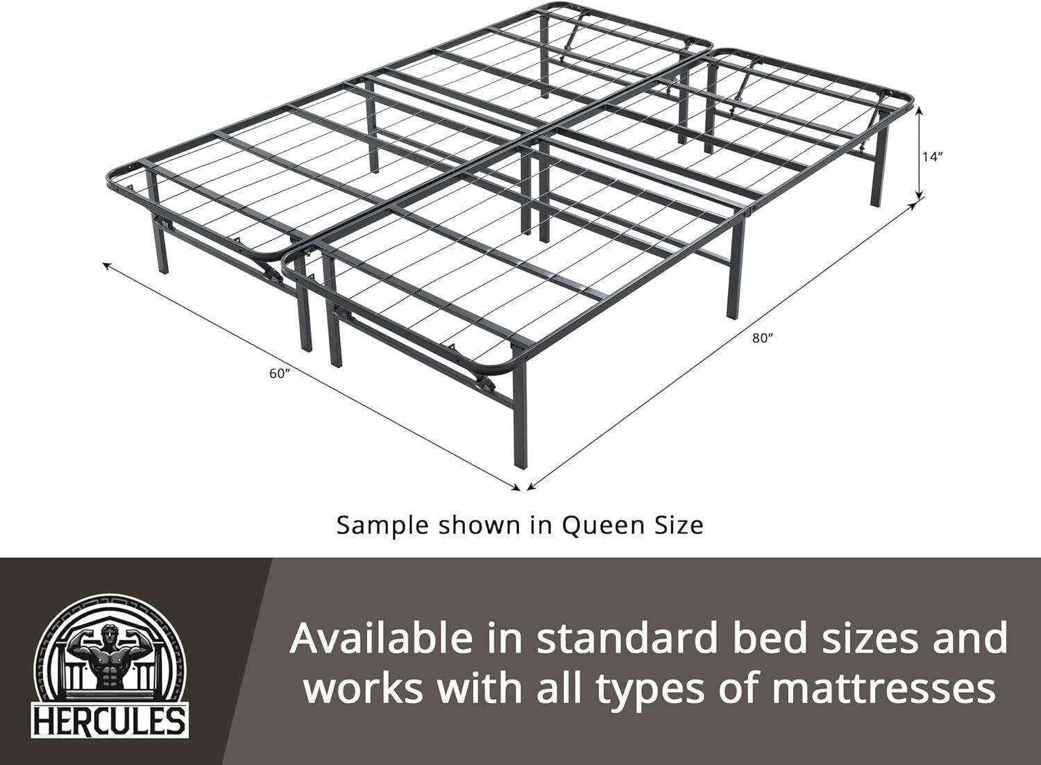 Durable 14-Inch Metal Bed Frame for California King - Quick Setup & Stylish