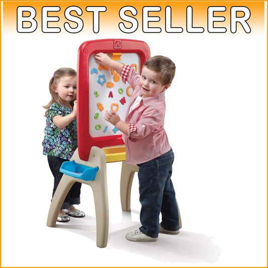 All Around Easel for Two: Durable Kids Activity Table with Chalkboard & Markers