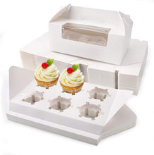 Load image into Gallery viewer, Compact 50pcs Cupcake Boxes with Clear Window - Easy Assembly for Every Occasion