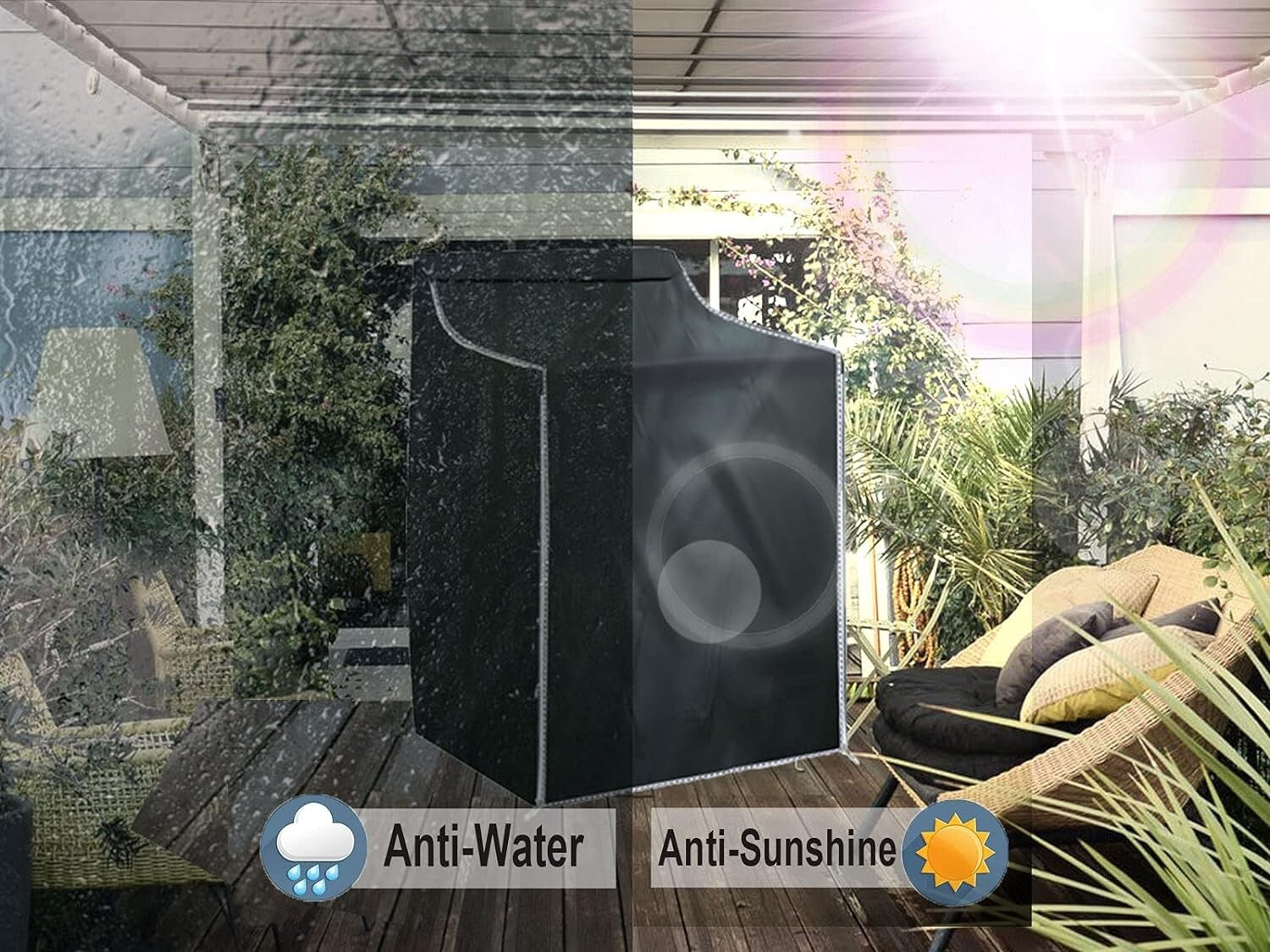 Elegant Black Washer and Dryer Covers, Zipper Design for Easy Access - 2 Pieces