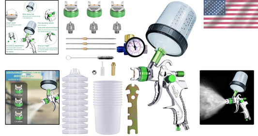 Lightweight HVLP Paint Gun with 10 Disposable Cups - Perfect for Home & Auto