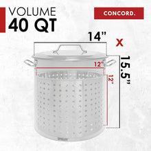 Load image into Gallery viewer, Versatile 40QT Stainless Steel Stockpot with Steamer Basket - Ideal for Boiling