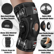Load image into Gallery viewer, Ultimate Knee Support Brace - Copper Infused Hinges &amp; Adjustable Fit for Comfort