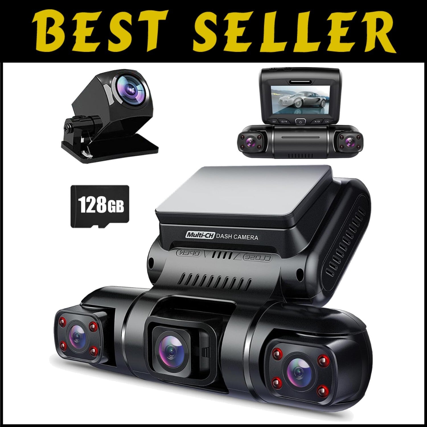 FHD 1080p 4-Channel Dash Camera with Built-in GPS & Wi-Fi for Seamless Recording