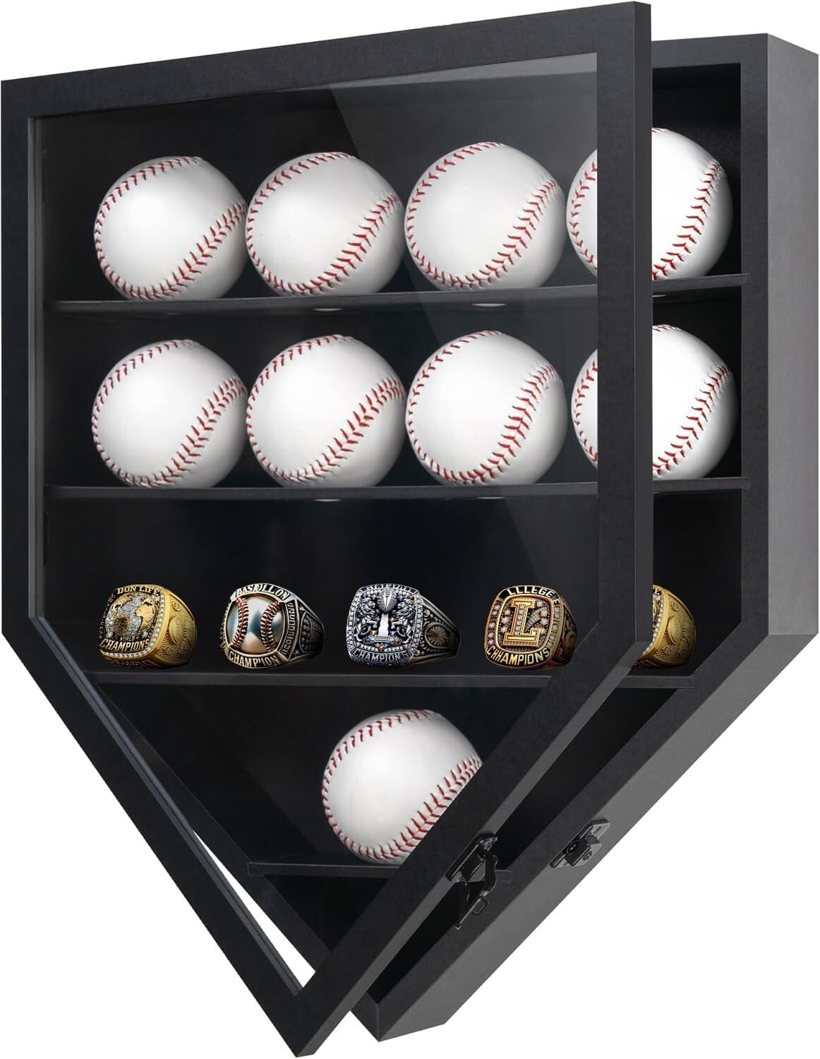 Premium 12-Ball Baseball Display Case with Polished Plexiglass - Black Finish