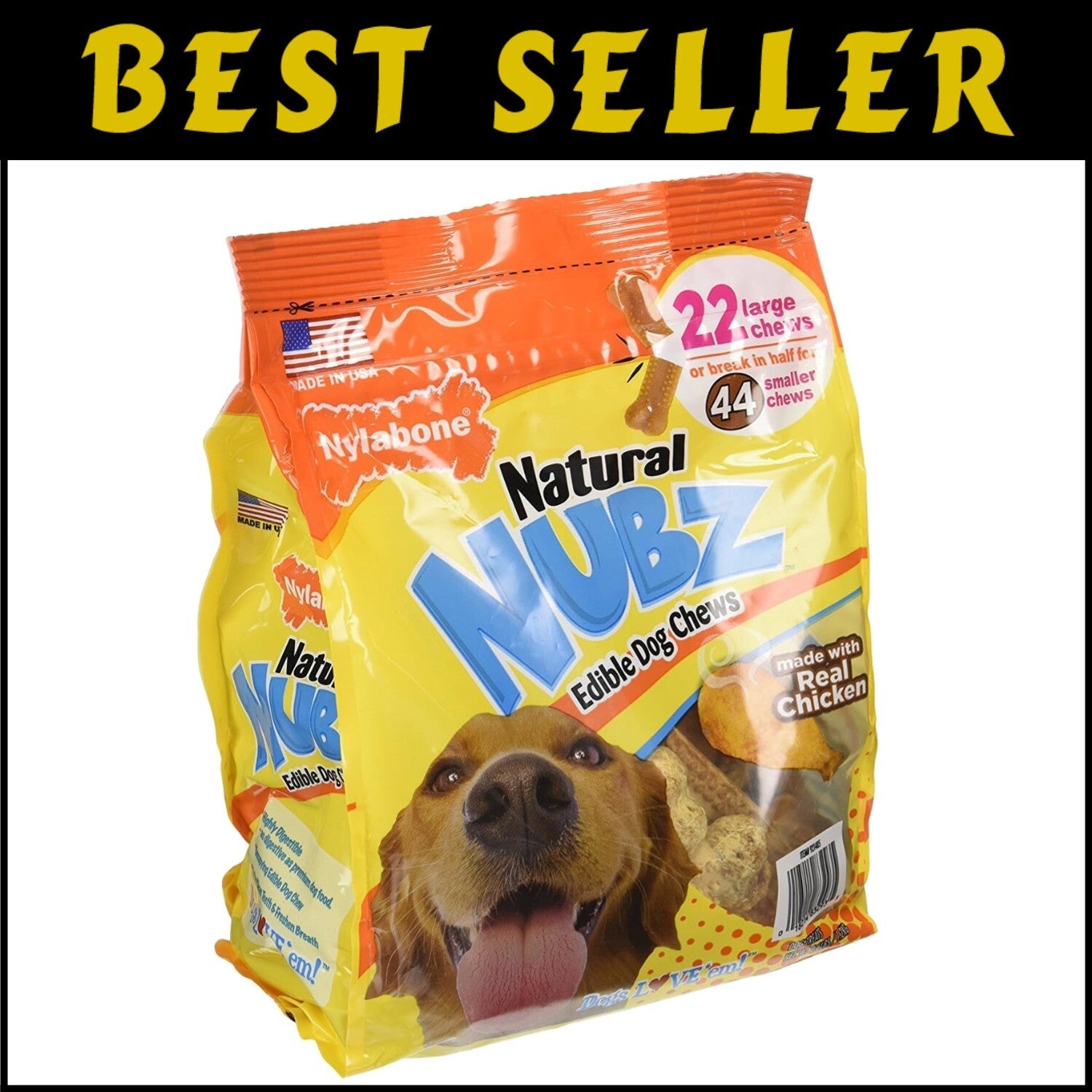 Natural Beef-Flavored Dog Chews Pack of 2 - 22 Large Chews Total 5.2lb