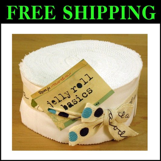 Bella Solids 40-Pack Pre-Cut White Cotton Fabric Strips - 2.5x44-inch Jelly Roll